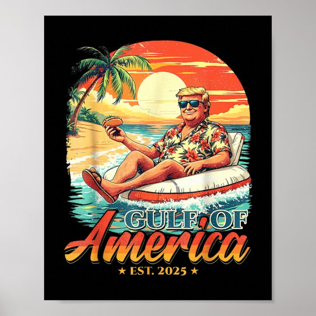 Poster Amérique Golfe Trump 2024 Retro Beach Usa America  (Devant)
