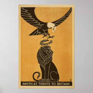 Poster Amérique Hommage À La Grande-Bretagne Première Gue