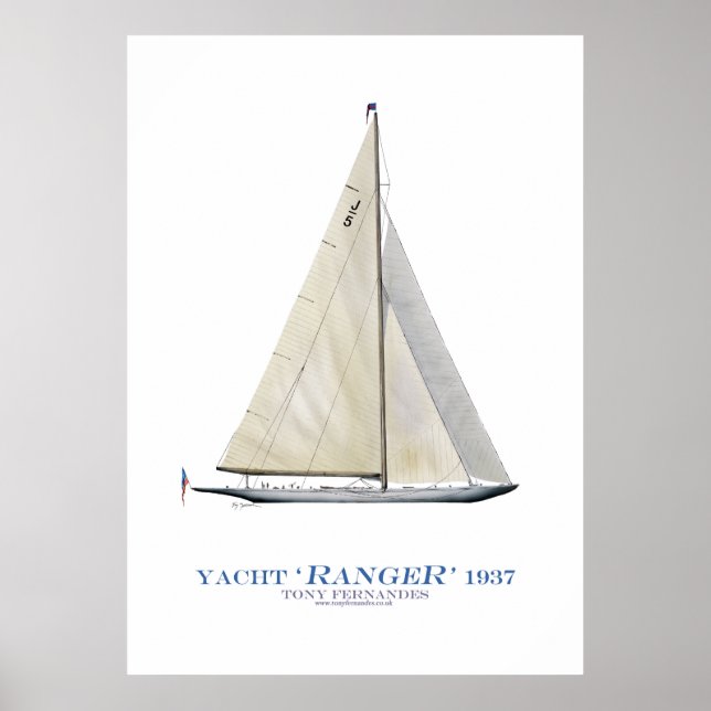 Poster amérique tasse yacht "ranger", tony fernandes (Devant)