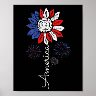 Poster Amérique tournesol 4 juillet fête de l'indépendanc