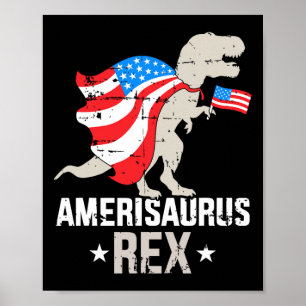 Poster Amérisaurus Rex Dinosaur Jour de l'Indépendance 4t