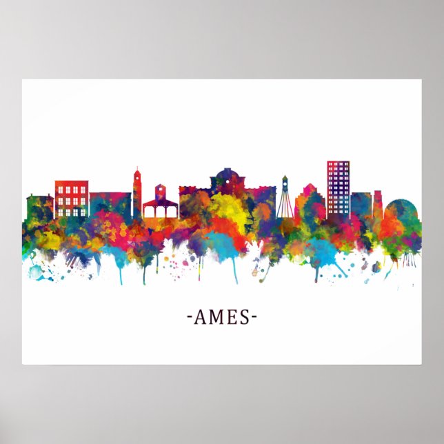 Poster Ames Iowa Skyline (Devant)