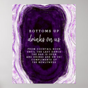Poster Amethyst Purple & Silver Geode Open Bar Table Sign