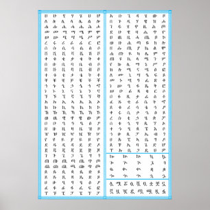 Poster Amharic Geez Ethiopien Fidel HAHU et ABUGIDA