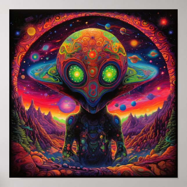 Poster Ami Alien psychédélique (Devant)