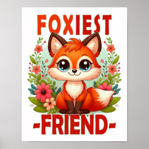 Poster Ami le plus rusé jeu de mots. Mignon bébé renard d