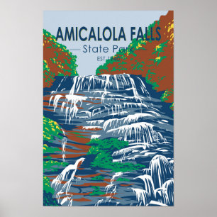 Poster Amicalola Falls State Park Georgia Vintage