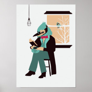 Poster Aminals : Willard le Jay Bleu