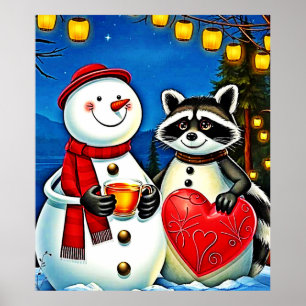 Poster Amis de l'hiver : Conception de joie Bonhomme de n