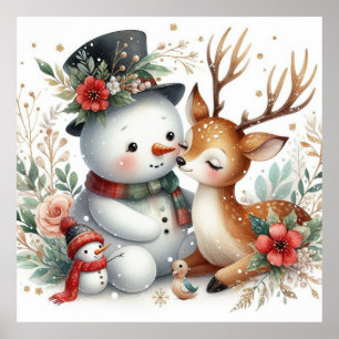 Poster Amis De Snowman Et De Reindeder