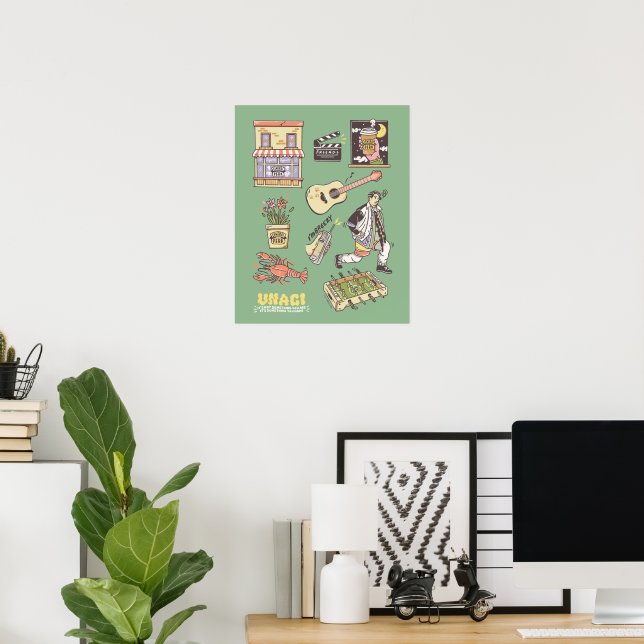Poster AMIS™ | Graphique d'icônes de dessin (Bureau à domicile)