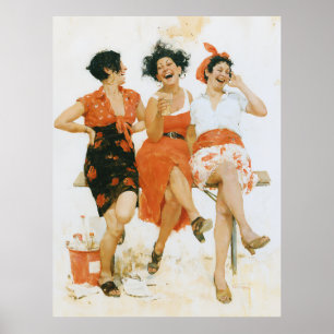 Poster Amis joyeux de l'été vintage