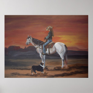 Poster Amis partageant un coucher du soleil