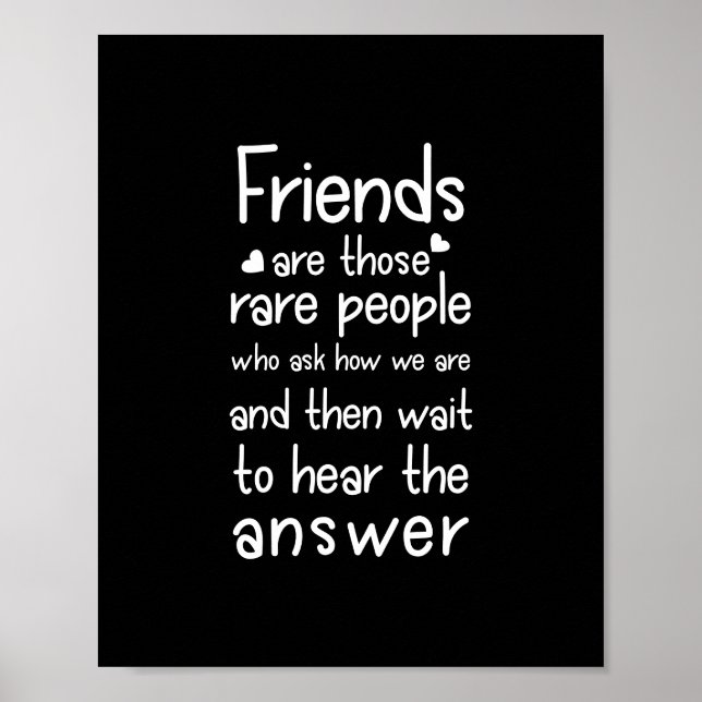 Poster Amis personnes rares Amitié Citation Noir (Devant)