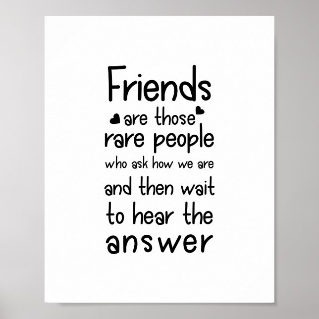 Poster Amis personnes rares Amitié Citation Noir (Devant)