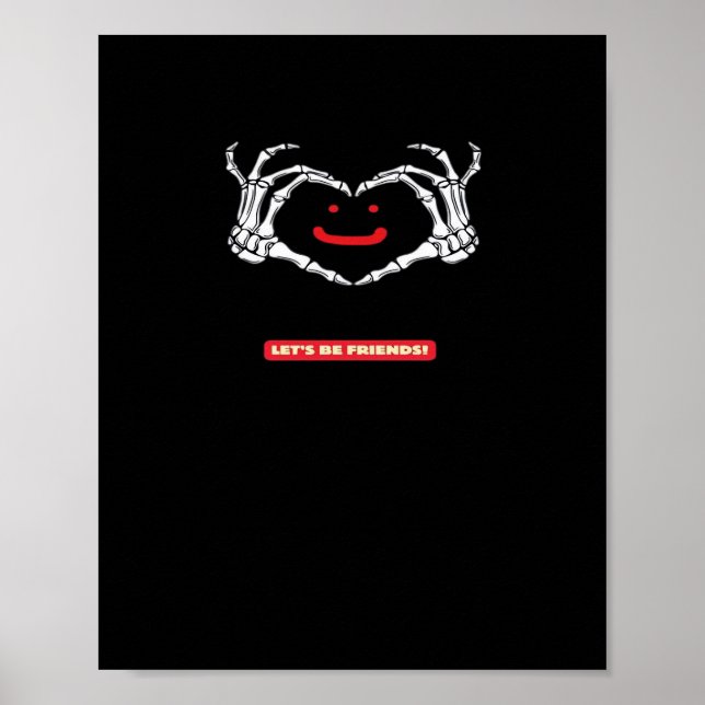 Poster Amis ! Squelette classique Mains Coeur (Devant)