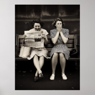 Poster Amis Vintage Riant Ensemble