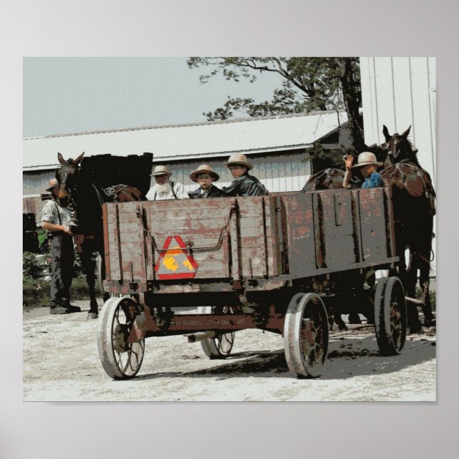 Poster Amish Boy Waves (Devant)