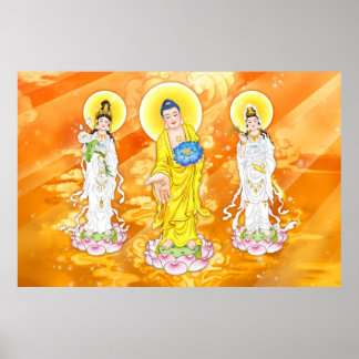 Poster Amitabha Bouddha et Bodhisattva