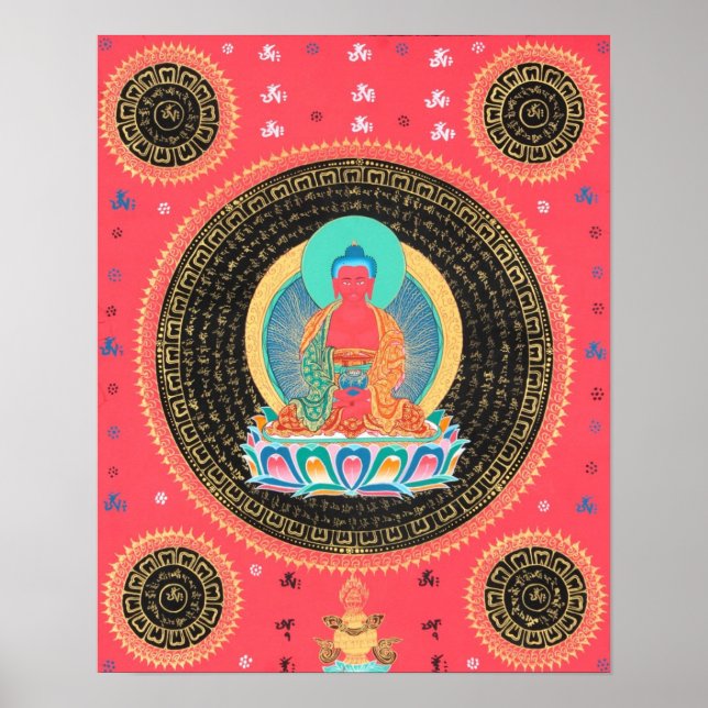 Poster Amitabha Bouddha Thangka (Devant)