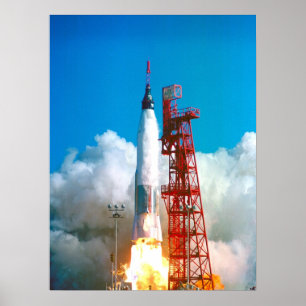 Poster Amitié 7 (Mercury Atlas 6) Lancement