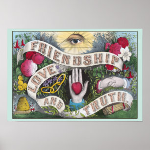 Poster Amitié, Amour, Vérité Vintage