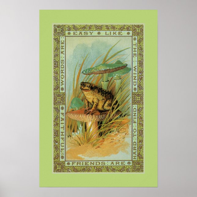 Poster Amitié, grenouille victorienne (crapaud), tabouret (Devant)