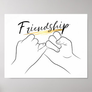 Poster Amitié Pinky Promise Minimale Ligne Art mignon