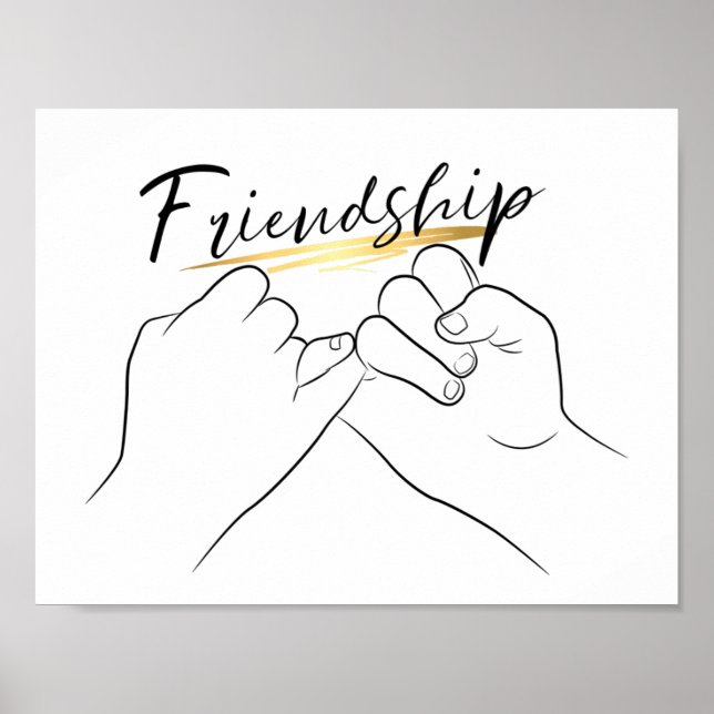 Poster Amitié Pinky Promise Minimale Ligne Art mignon (Devant)