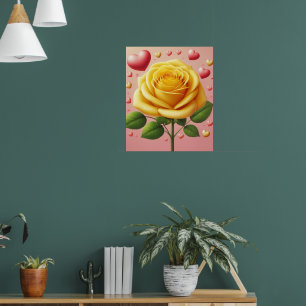 Poster Amitié Rose jaune