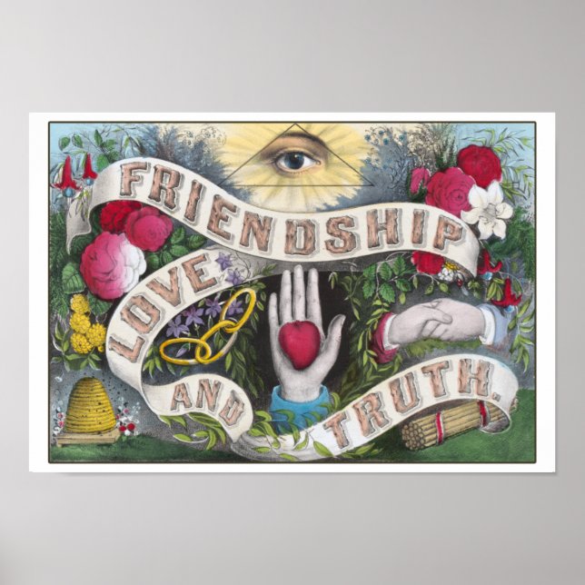 Poster Amitié vintage, amour et vérité (Devant)