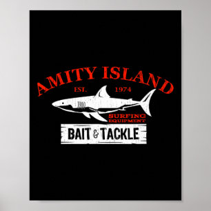 Poster Amity Island It Et S'Attaquer Retro Fishing 1