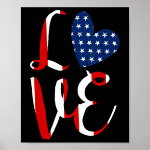 Poster Amour 4 juillet Fête de l'Indépendance Rouge Blanc