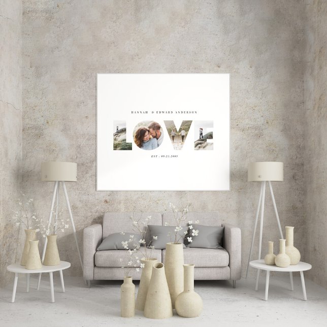 Poster Amour 4 photo cadeau personnalisé simple moderne (Créateur téléchargé)