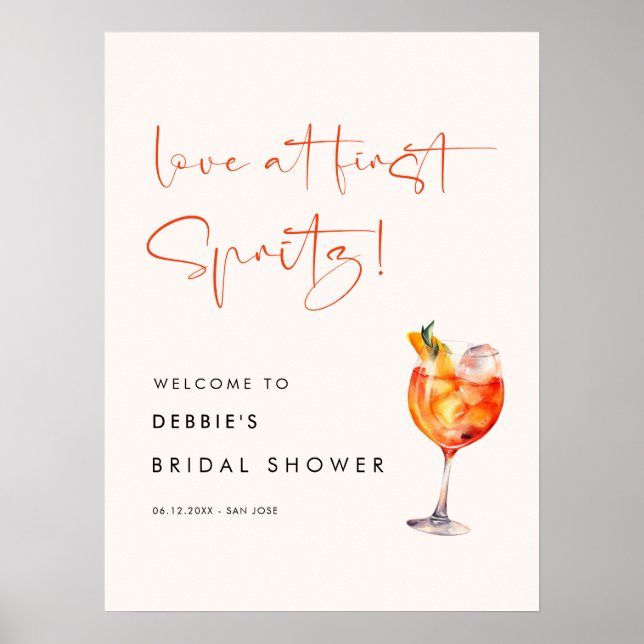 Poster Amour à First Spritz Fête des mariées Bienvenue (Devant)