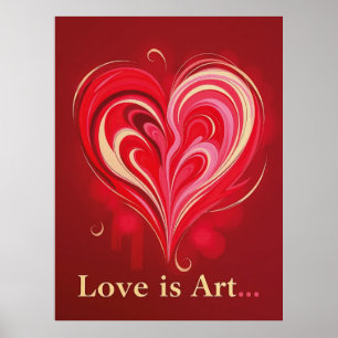 Poster Amour Abstrait Coeur Art romantique