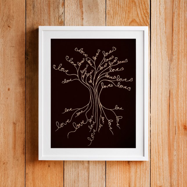 Poster Amour Arbre de Vie Nature Coeurs Brown Cute Rustiq (Créateur téléchargé)