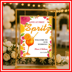 Poster Amour au Premier Spritz Panneau de Mariage Orang