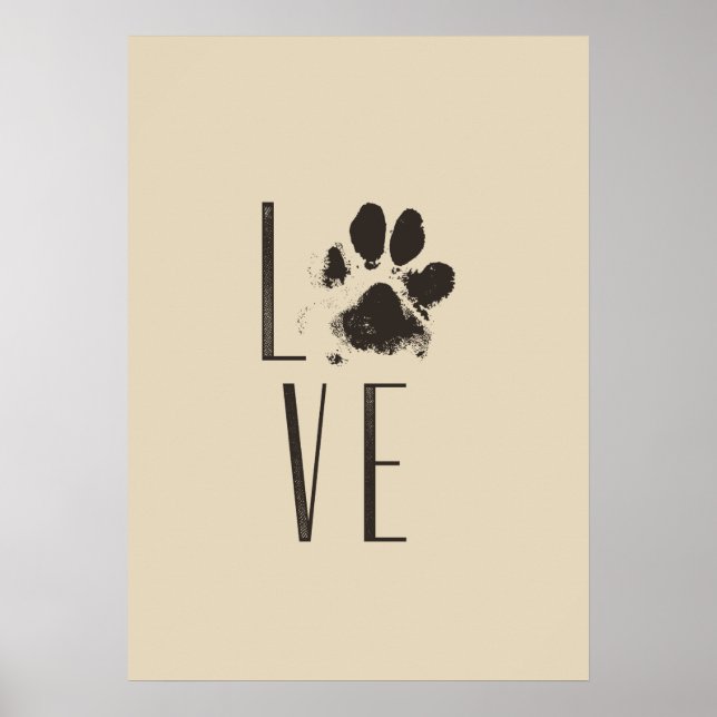 Poster Amour avec animal Empreinte de patte Brown Grunge  (Devant)
