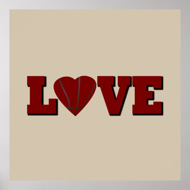 Poster amour basket-ball avec coeur (Devant)