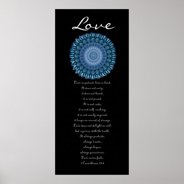 Poster Amour - Bleu Daisy Wreath - Premiers Corinthiens (Devant)