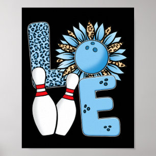 Poster Amour Bowling Léopard Tournesol Pour La Saint-Vale