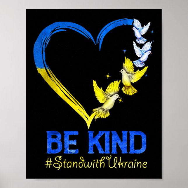 Poster Amour Coeur Ukraine Dove Ukraine Be Kind Stind Wit (Devant)