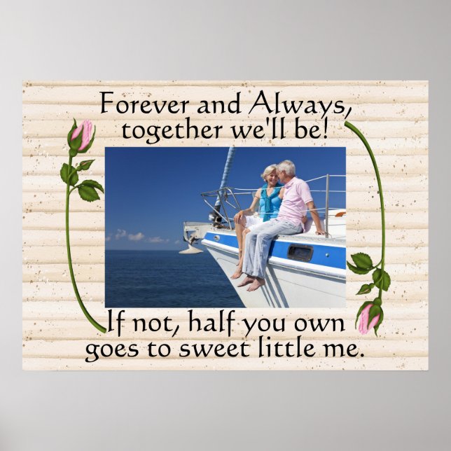 Poster Amour Contraignant, Mariage, Humour Anniversaire (Devant)