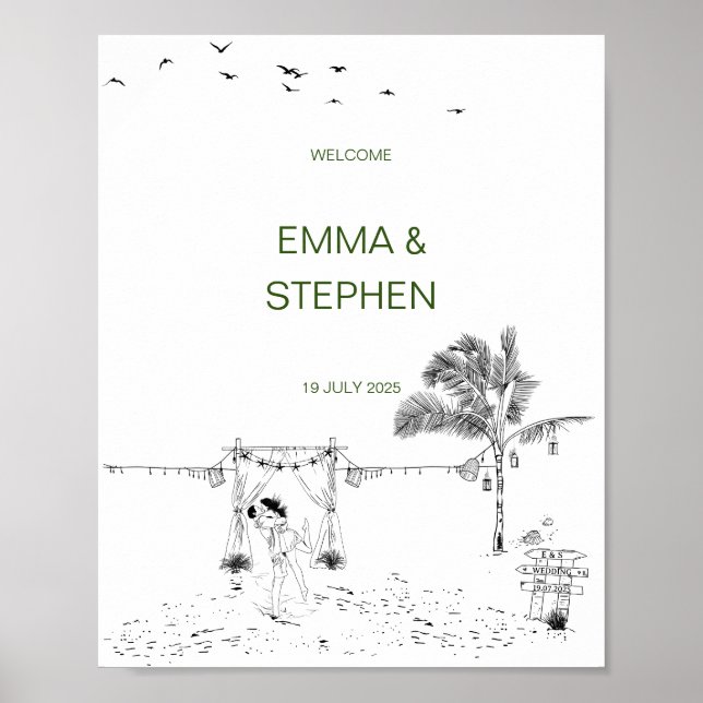 Poster Amour côtier Plage de sable Plage de sable minimal (Devant)