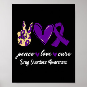 Poster Amour Cure Drogue Surdose Purple Ribbon Sensibilis