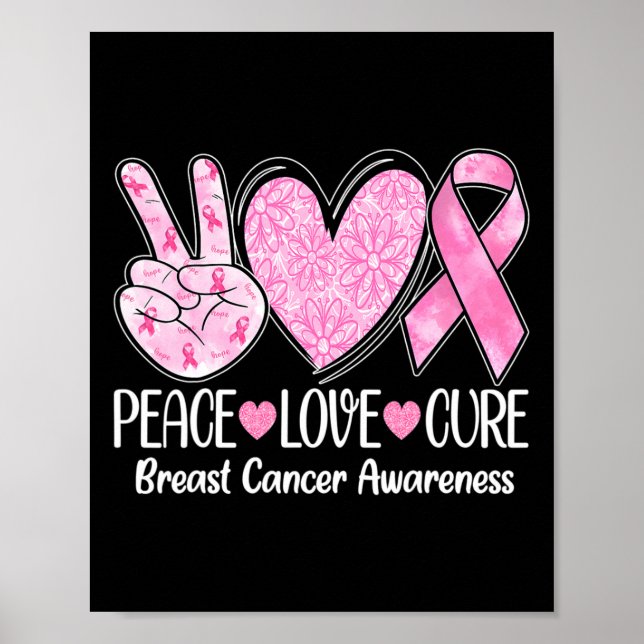 Poster Amour Cure Ruban rose Conscience du cancer du sein (Devant)