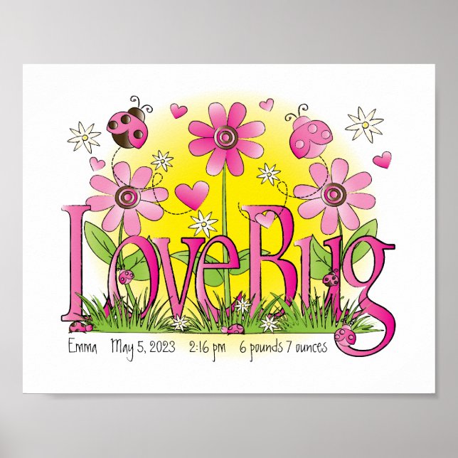 Poster Amour customisé Bug Lady Bug Girls Salle Wall Art (Devant)