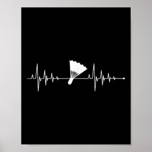 Poster Amour de badminton Battement de cœur de badminton