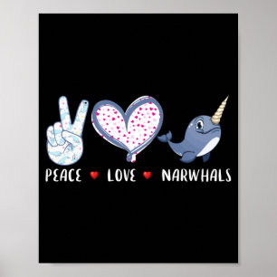 Poster Amour de la paix narval pour filles garçons enfant